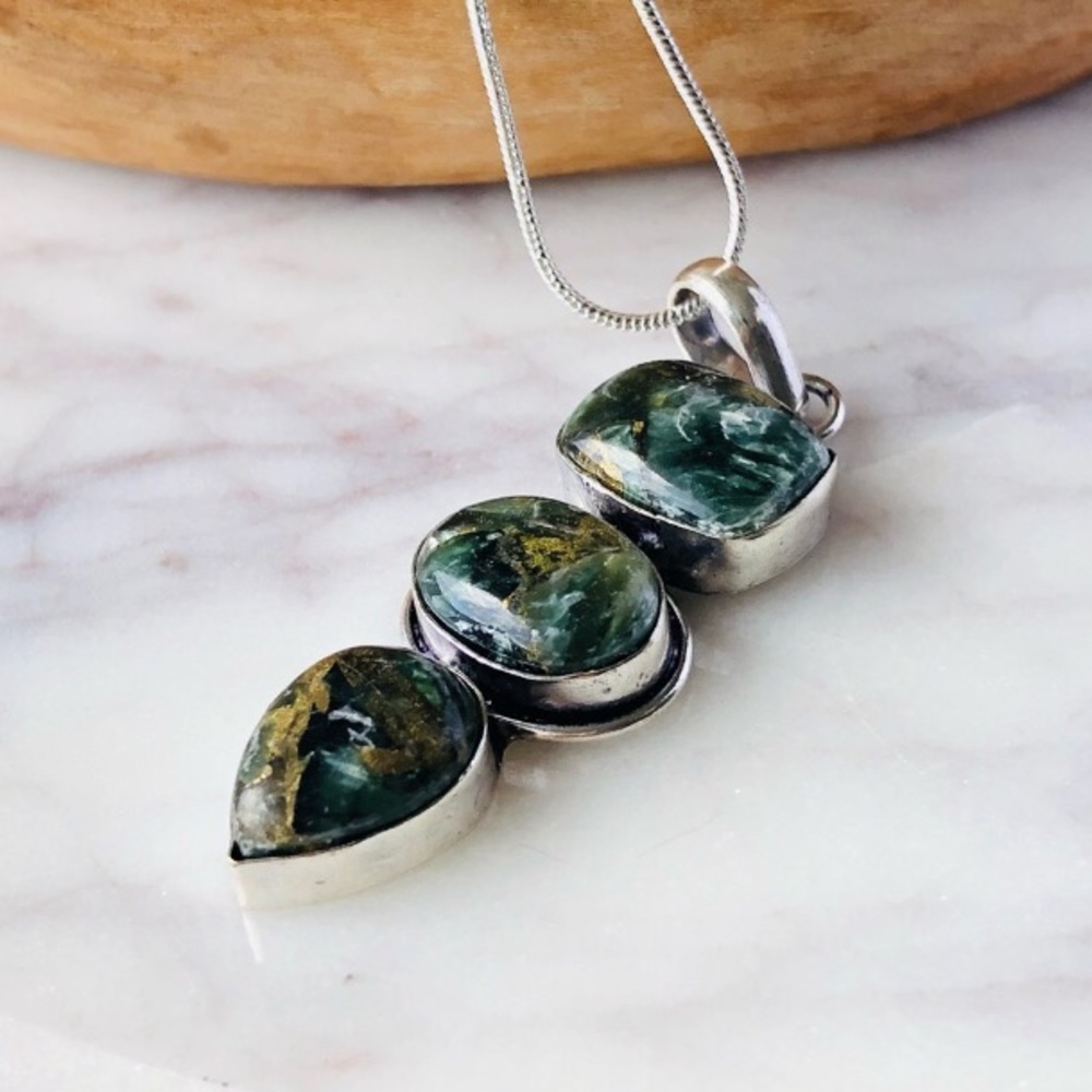 Copper Seraphinite Silver Plated Necklace - Picture 8 of 10